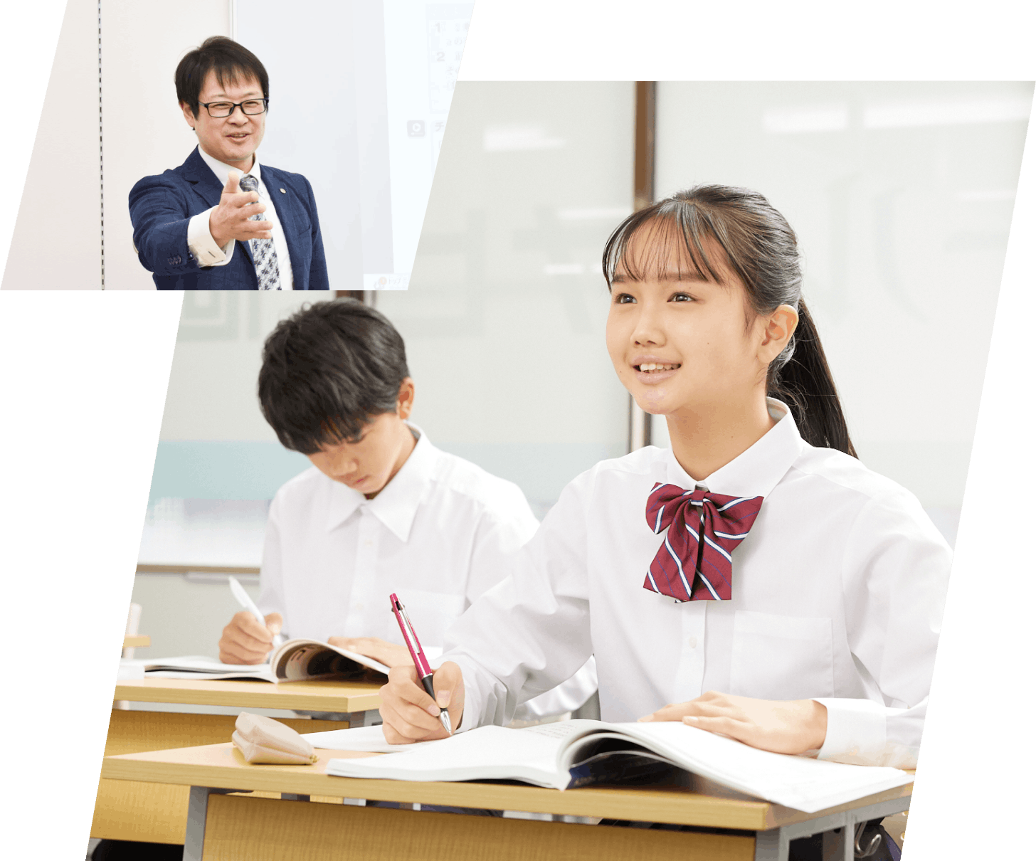 夏期講習を受ける生徒と教える先生